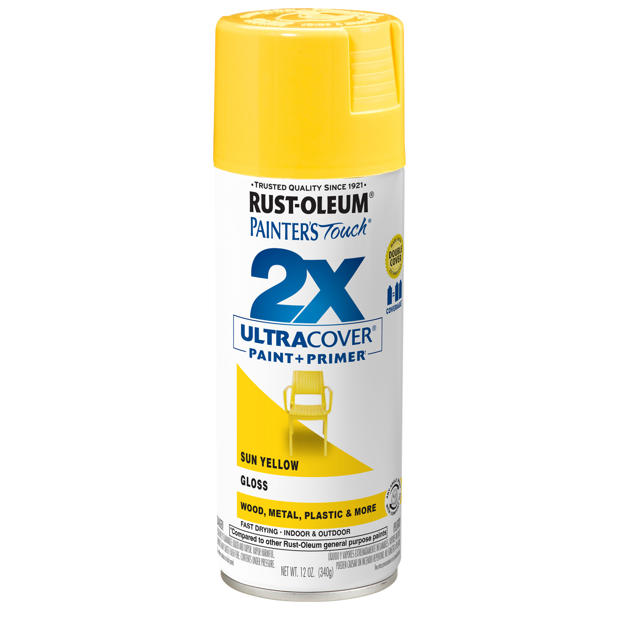 Rust-Oleum Painter's Touch 2X Spray Paint - 12 Oz., Gloss Sun Yellow, Spray, 6 Pk, Model# 334046DS